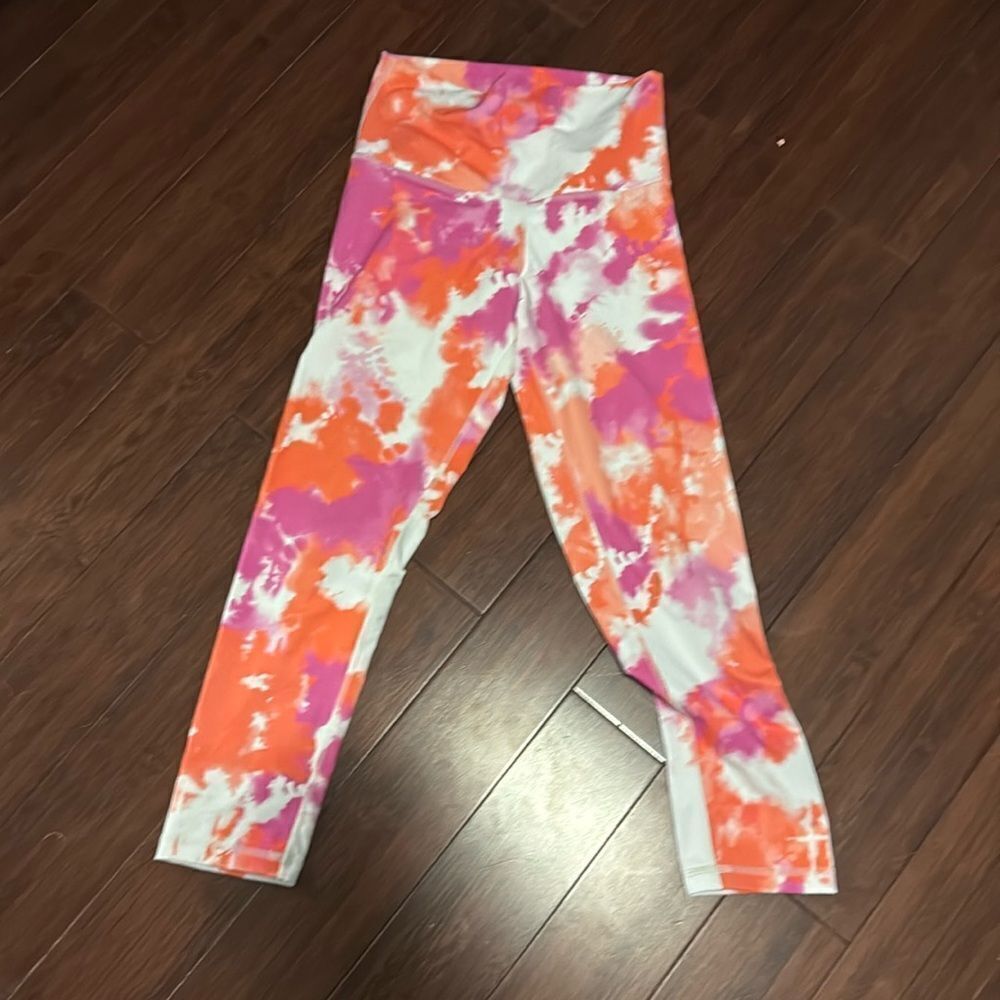 Cropped Tie Dye Leggins - Pink White Orange - BRAND NEW - Size Small DYI